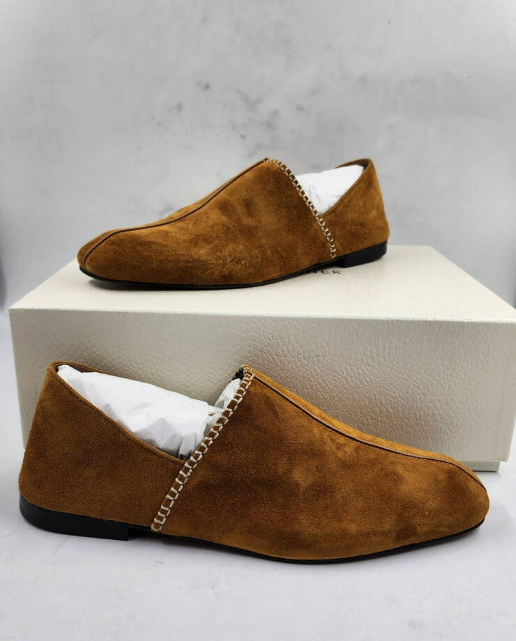 Wales Bonner Babush Collapsible Heel Slippers Men's 40/7US Tan Almond Toe SlipOn