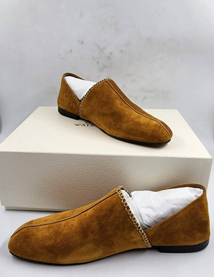Wales Bonner Babush Collapsible Heel Slippers Men's 40/7US Tan Almond Toe SlipOn