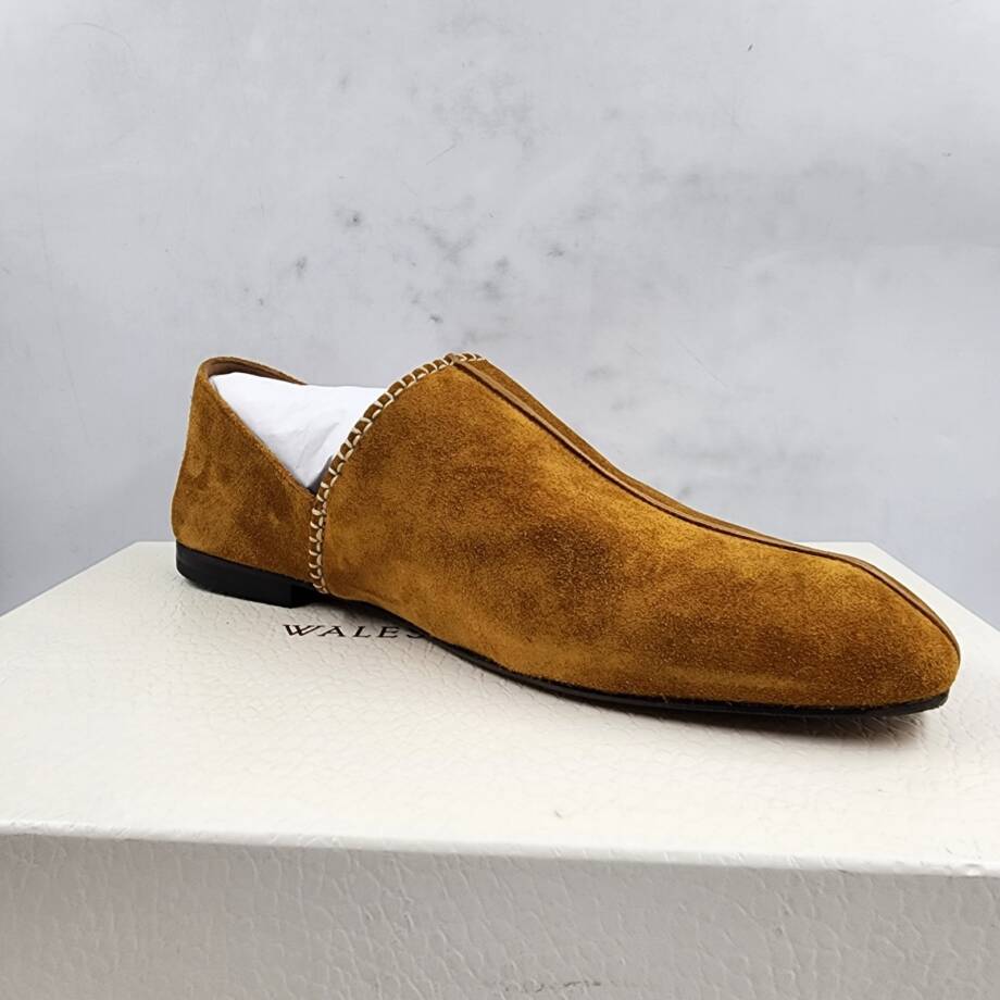 Wales Bonner Babush Collapsible Heel Slippers Men's 40/7US Tan Almond Toe SlipOn