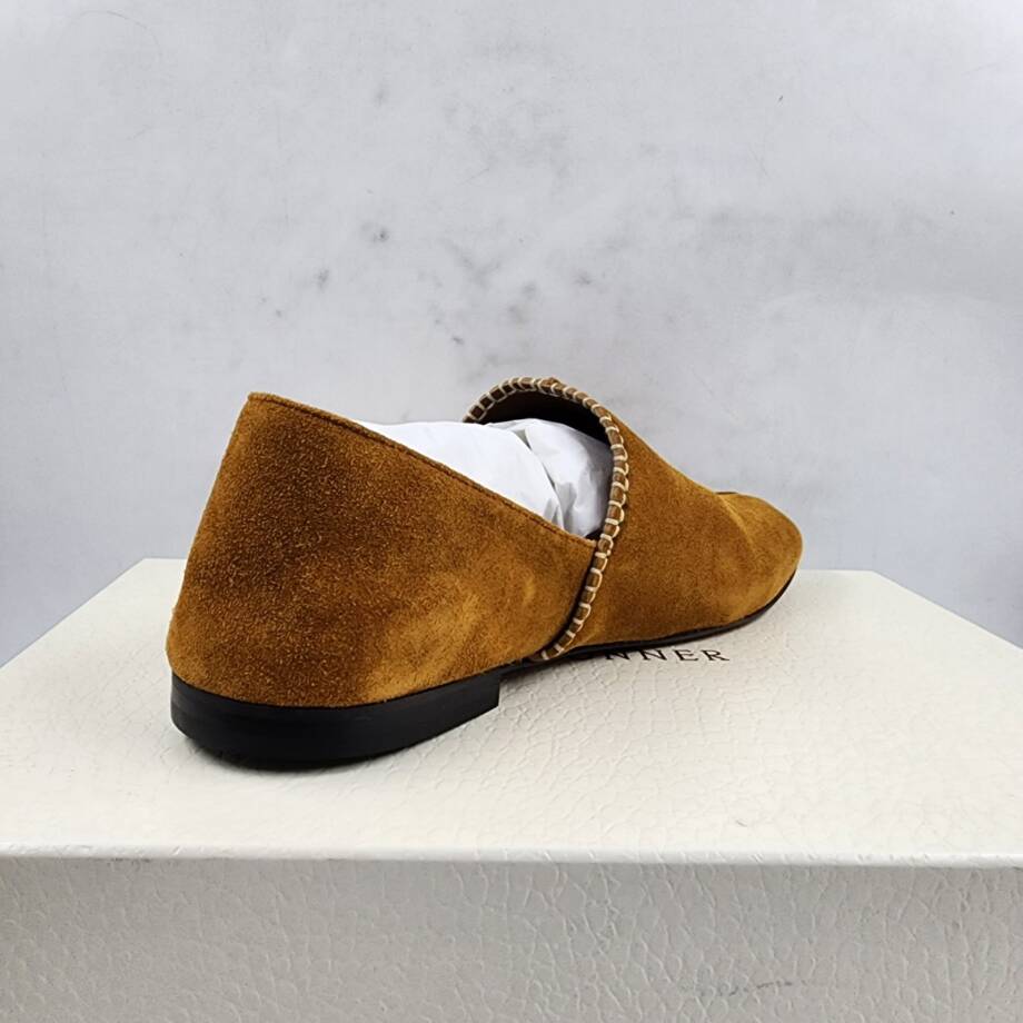 Wales Bonner Babush Collapsible Heel Slippers Men's 40/7US Tan Almond Toe SlipOn