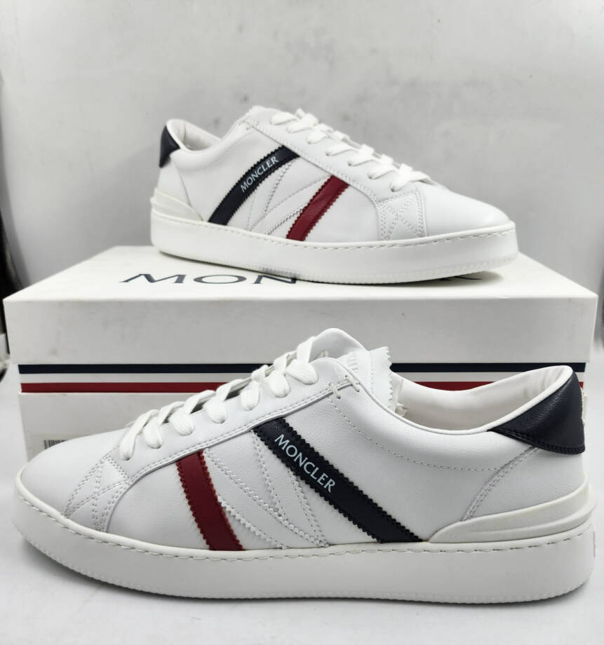 Moncler Monaco Low Top Sneakers Men's 45/12 US White Multi Round Toe Lace Up