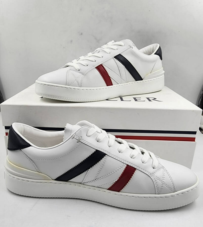 Moncler Monaco Low Top Sneakers Men's 45/12 US White Multi Round Toe Lace Up
