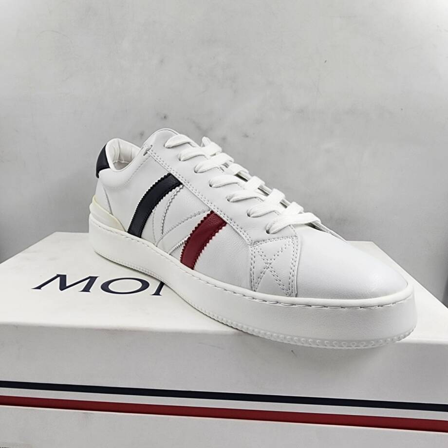 Moncler Monaco Low Top Sneakers Men's 45/12 US White Multi Round Toe Lace Up