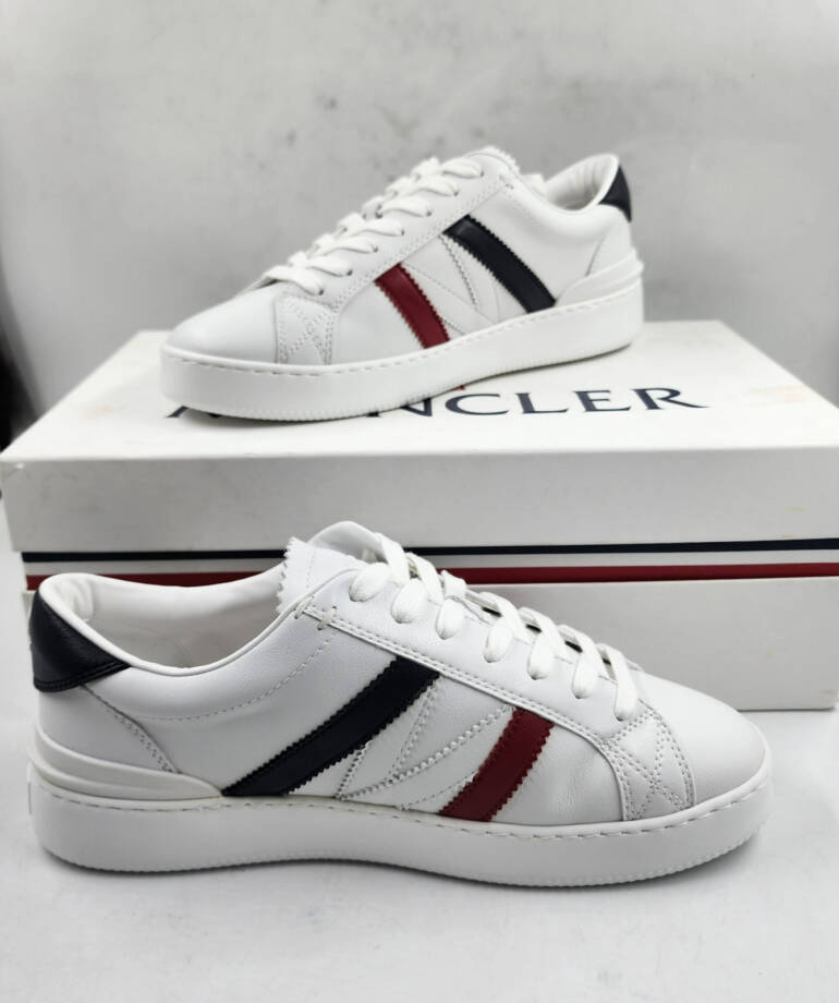 Moncler Monaco Low Top Sneakers Men's 39/6 US White Multi Round Toe Lace Up