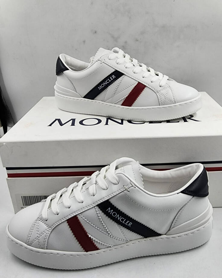 Moncler Monaco Low Top Sneakers Men's 39/6 US White Multi Round Toe Lace Up