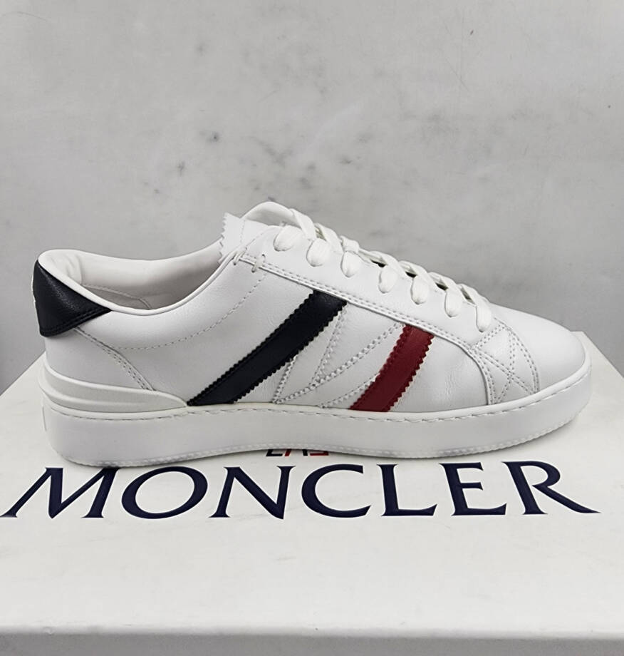 Moncler Monaco Low Top Sneakers Men's 39/6 US White Multi Round Toe Lace Up