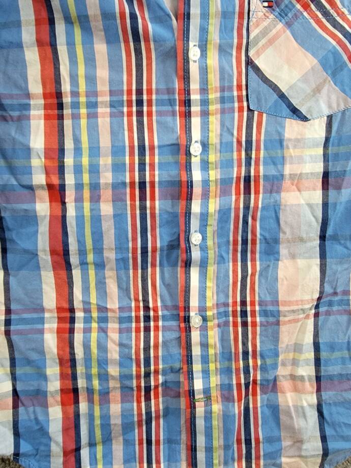 Tommy Hilfiger Long Sleeve Plaid Shirt Big Boys L 16/18 Regatta Button Closure