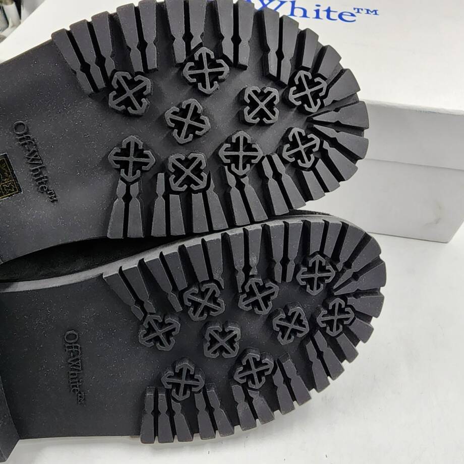 Off-White Metal Logo Slip On Mules Men's 41/8US Black/Silver Heel Embossed logo
