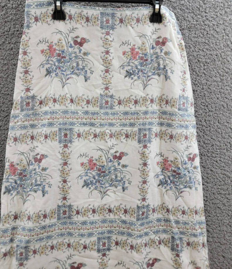 CeCe Floral Print A-Line Maxi Skirt Women's 2 Egret Multi Linen Blend Side Zip