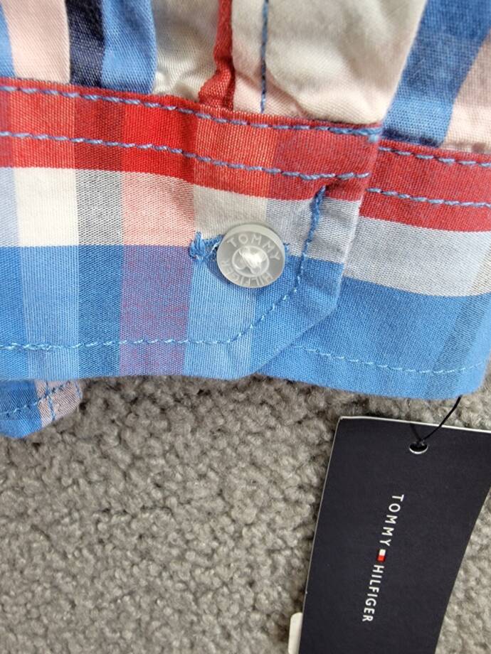 Tommy Hilfiger Long Sleeve Plaid Shirt Big Boys L 16/18 Regatta Button Closure