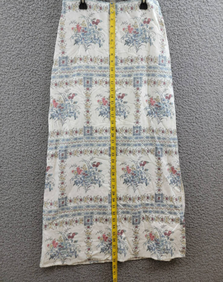 CeCe Floral Print A-Line Maxi Skirt Women's 2 Egret Multi Linen Blend Side Zip