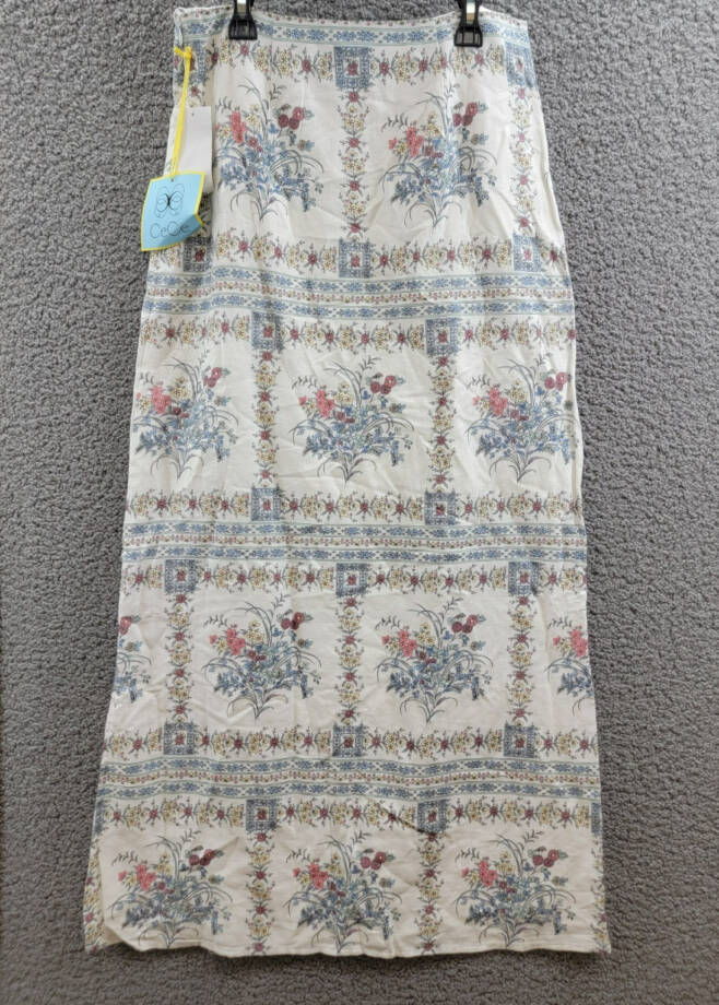 CeCe Floral Print A-Line Maxi Skirt Women's 2 Egret Multi Linen Blend Side Zip