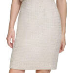 Calvin Klein Petite Tonal Tweed Pencil Skirt Women's 6P Nomad Multi Back Zip