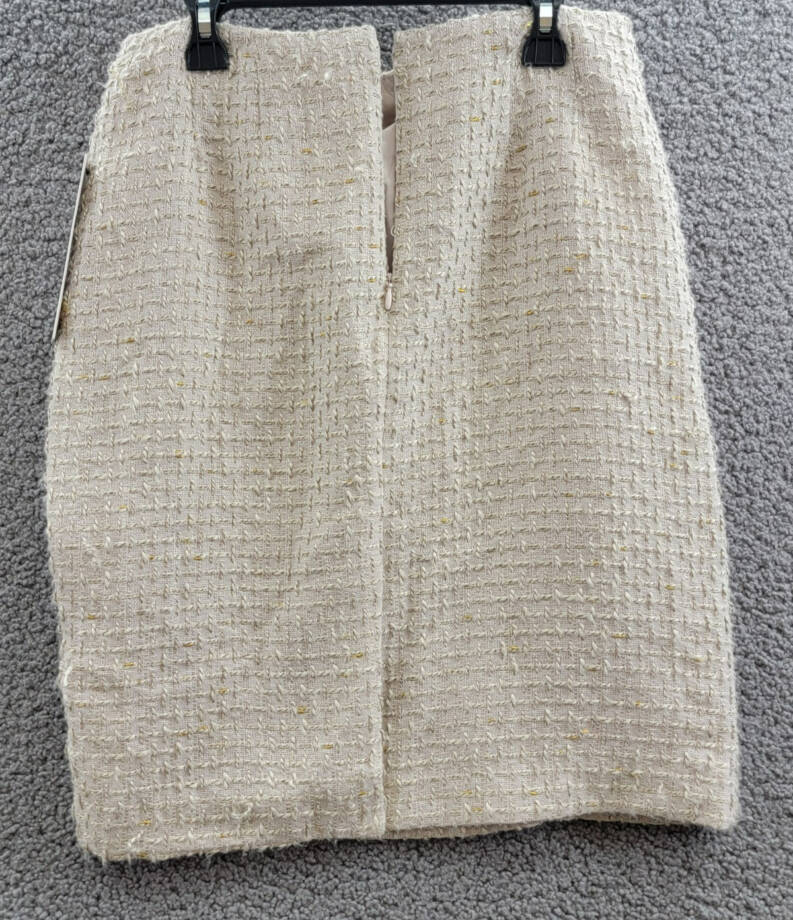 Calvin Klein Petite Tonal Tweed Pencil Skirt Women's 6P Nomad Multi Back Zip
