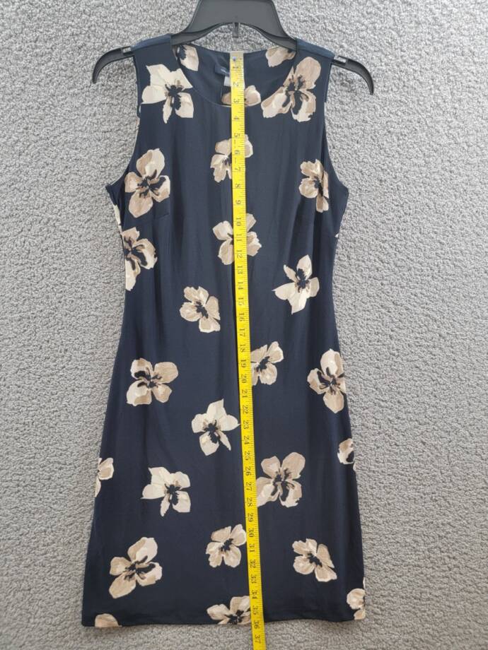 Tommy Hilfiger Floral A-Line Dress Women's 2 Sky Captain/Khaki Crewneck Pullover