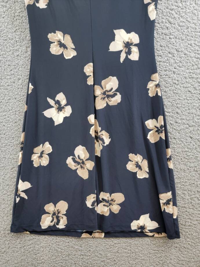Tommy Hilfiger Floral A-Line Dress Women's 2 Sky Captain/Khaki Crewneck Pullover