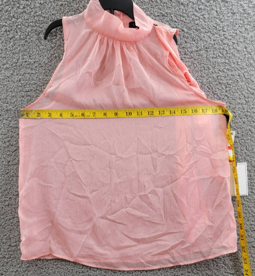 1.STATE Sleeveless Tie-Neck Halter Blouse Women's XS Rose Gauze Button Closure
