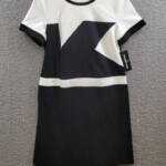 Karl Lagerfeld Colorblocked Sheath Dress Women's 10 Black/White Back Zip Closure