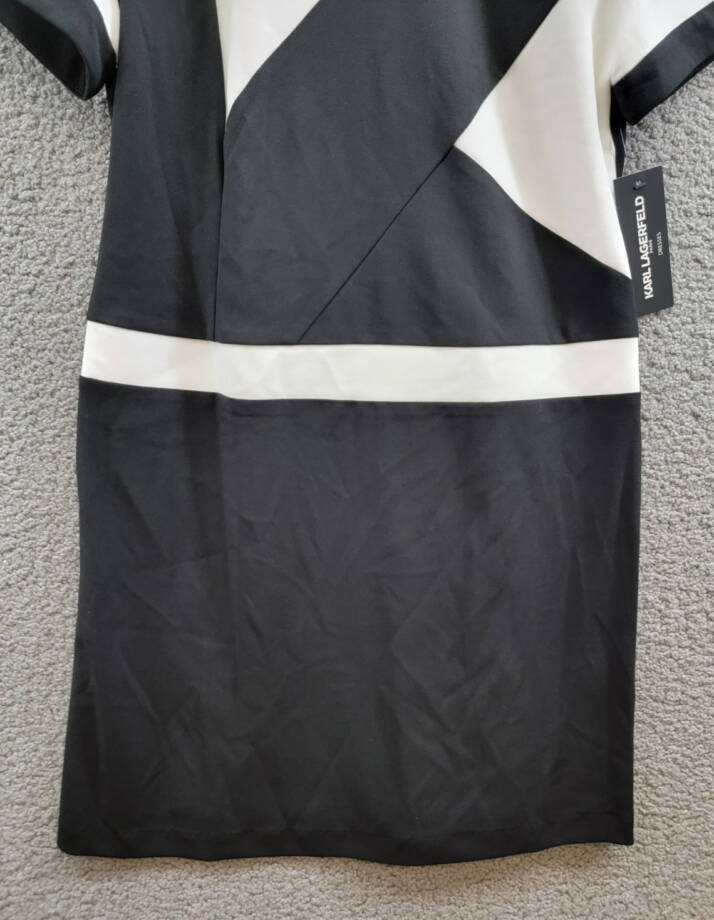 Karl Lagerfeld Colorblocked Sheath Dress Women's 10 Black/White Back Zip Closure
