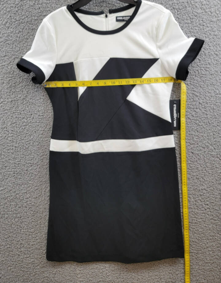 Karl Lagerfeld Colorblocked Sheath Dress Women's 10 Black/White Back Zip Closure