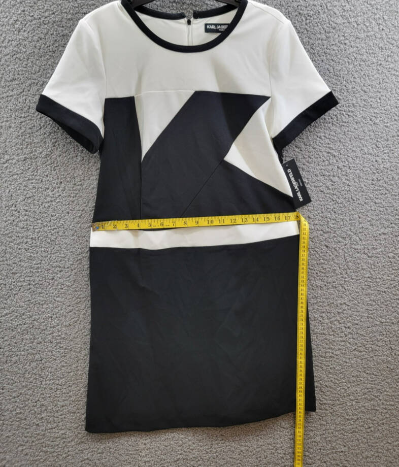Karl Lagerfeld Colorblocked Sheath Dress Women's 10 Black/White Back Zip Closure