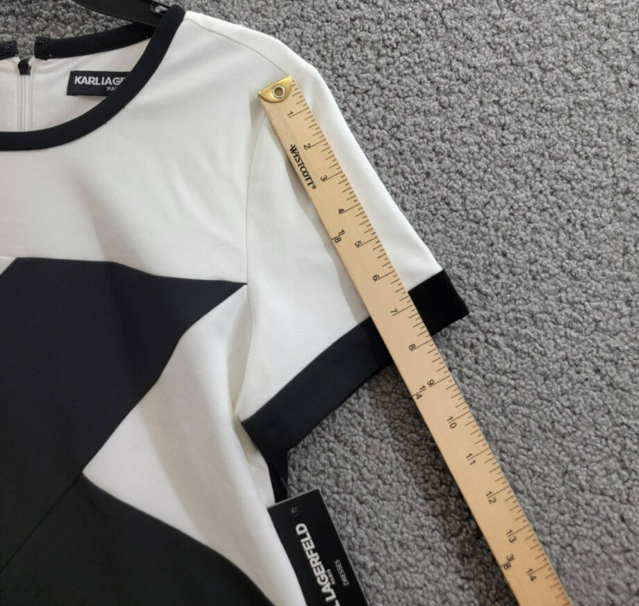 Karl Lagerfeld Colorblocked Sheath Dress Women's 10 Black/White Back Zip Closure