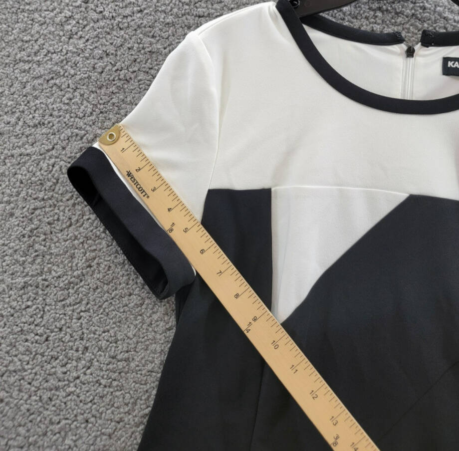 Karl Lagerfeld Colorblocked Sheath Dress Women's 10 Black/White Back Zip Closure