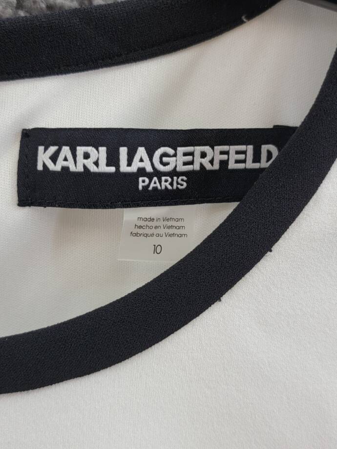 Karl Lagerfeld Colorblocked Sheath Dress Women's 10 Black/White Back Zip Closure