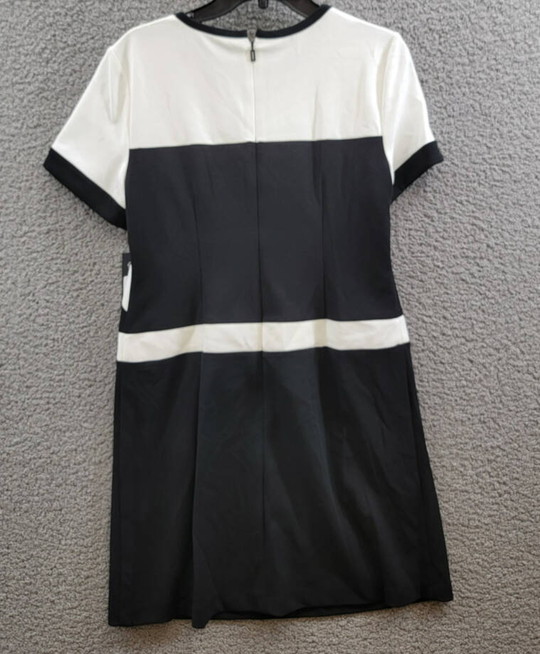 Karl Lagerfeld Colorblocked Sheath Dress Women's 10 Black/White Back Zip Closure