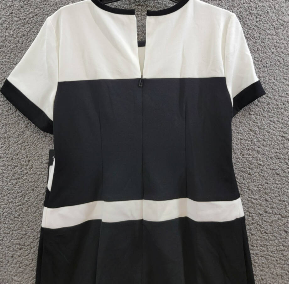 Karl Lagerfeld Colorblocked Sheath Dress Women's 10 Black/White Back Zip Closure