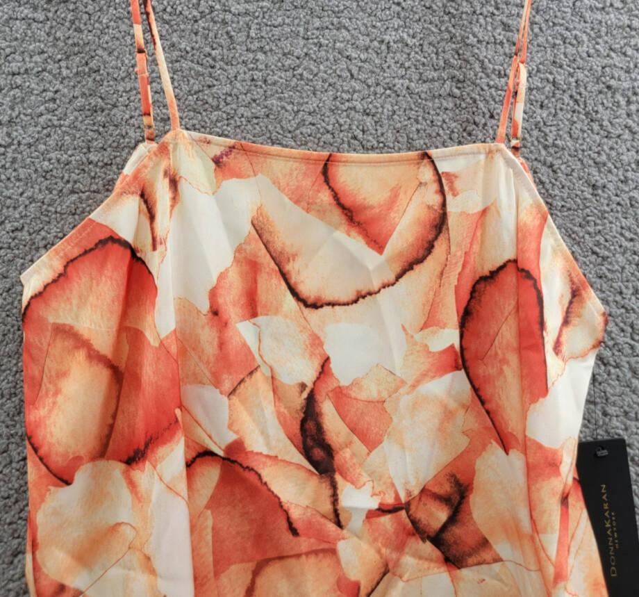 Donna Karan New York Printed Square-Neck Tank Top Women's L Terracotta Pullover