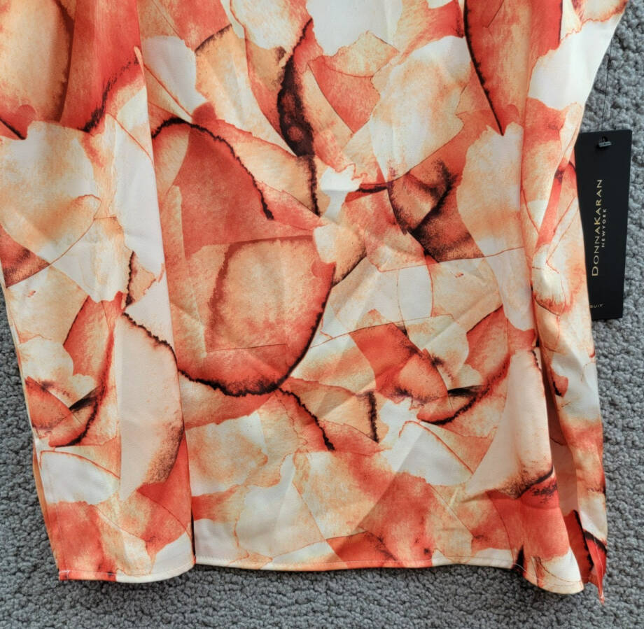 Donna Karan New York Printed Square-Neck Tank Top Women's L Terracotta Pullover