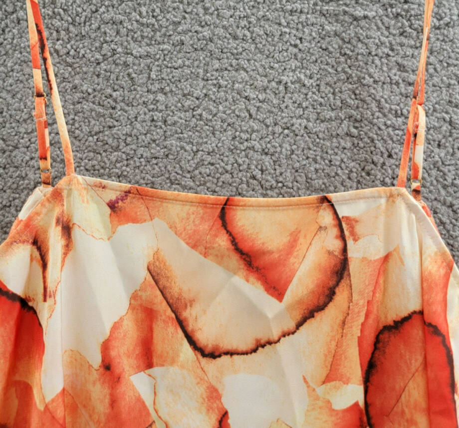 Donna Karan New York Printed Square-Neck Tank Top Women's L Terracotta Pullover