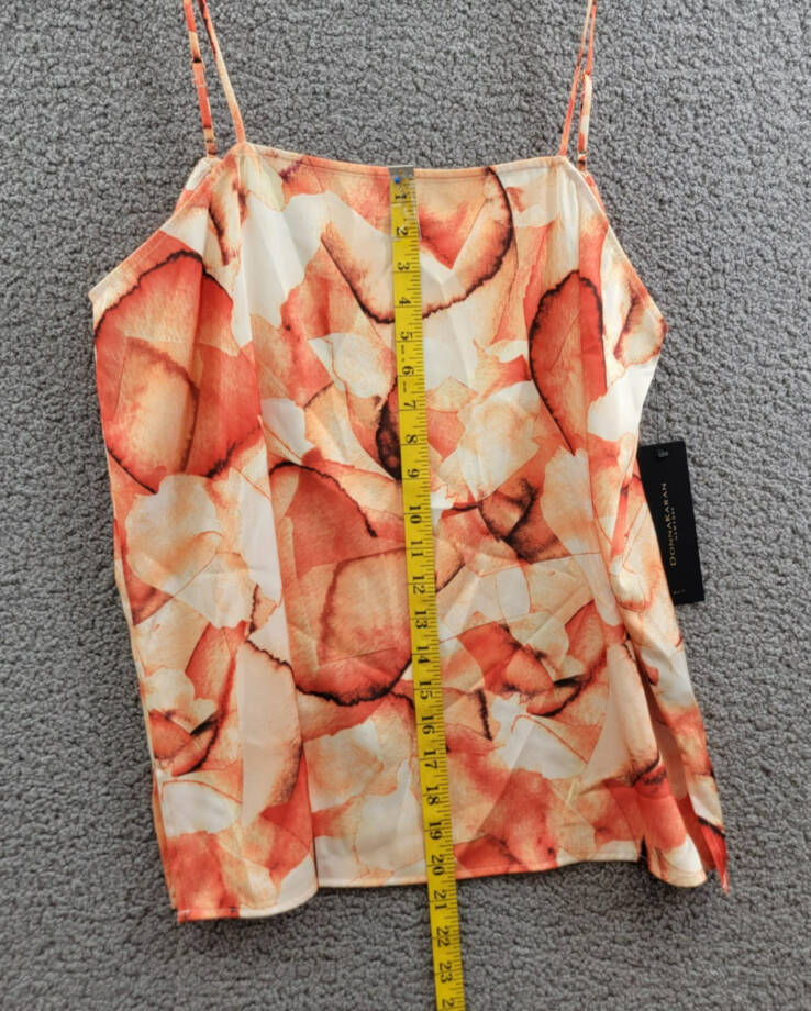 Donna Karan New York Printed Square-Neck Tank Top Women's L Terracotta Pullover
