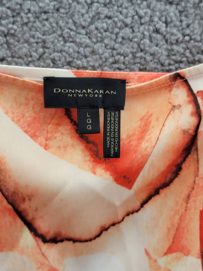 Donna Karan New York Printed Square-Neck Tank Top Women's L Terracotta Pullover