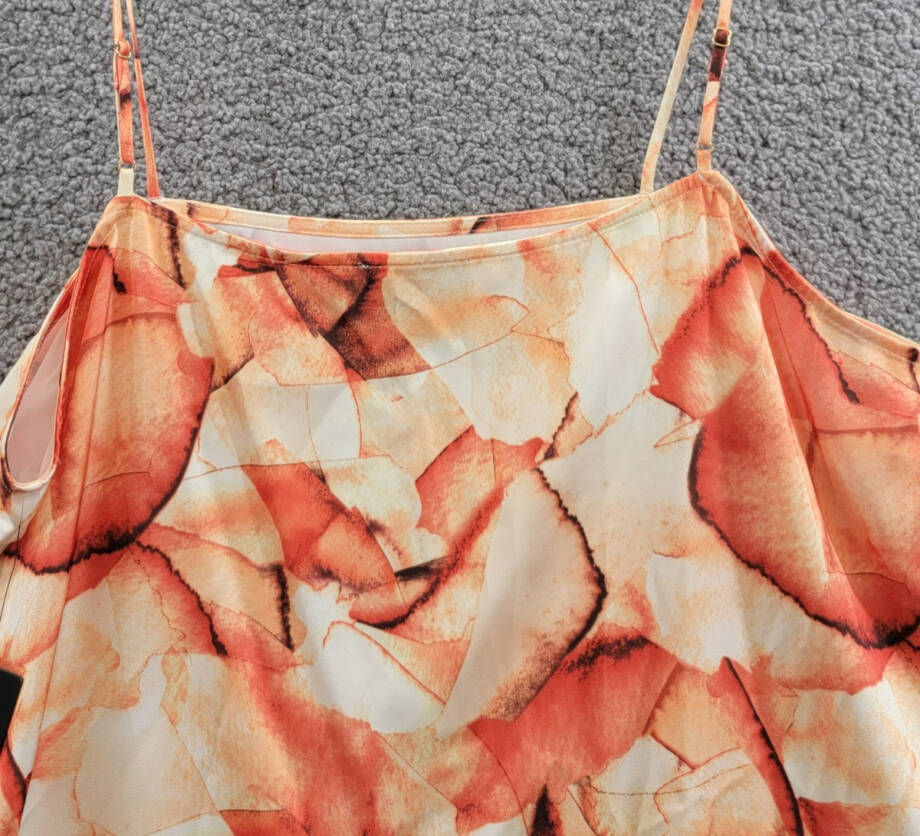 Donna Karan New York Printed Square-Neck Tank Top Women's L Terracotta Pullover