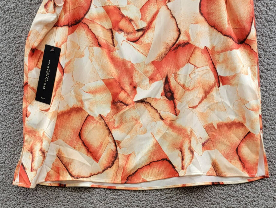 Donna Karan New York Printed Square-Neck Tank Top Women's L Terracotta Pullover