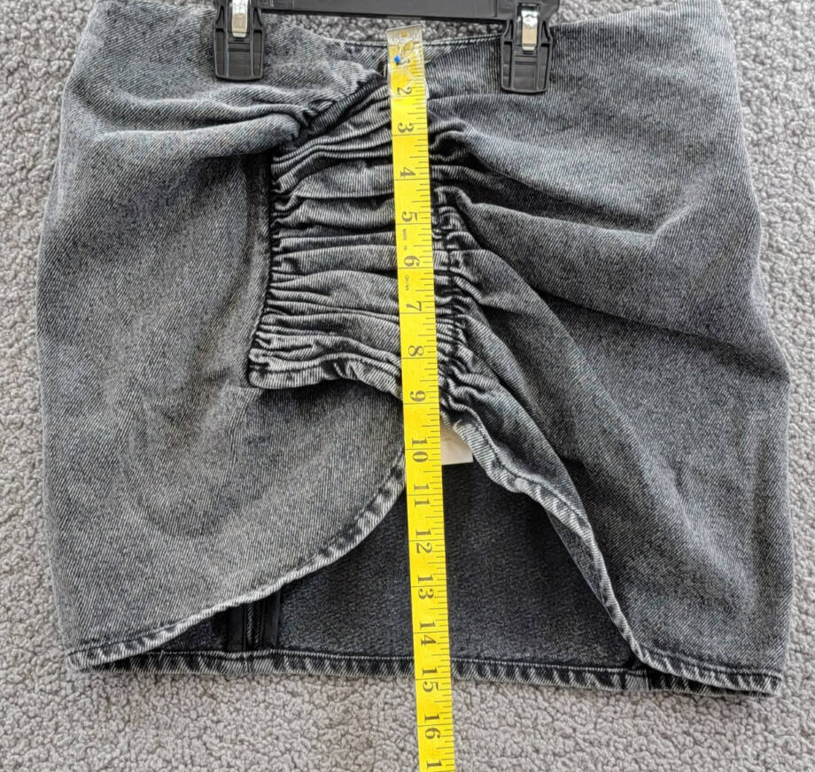 The Mannei Wishaw Ruched Denim Skirt Women's 36 Gray Heather Back Zip Closure