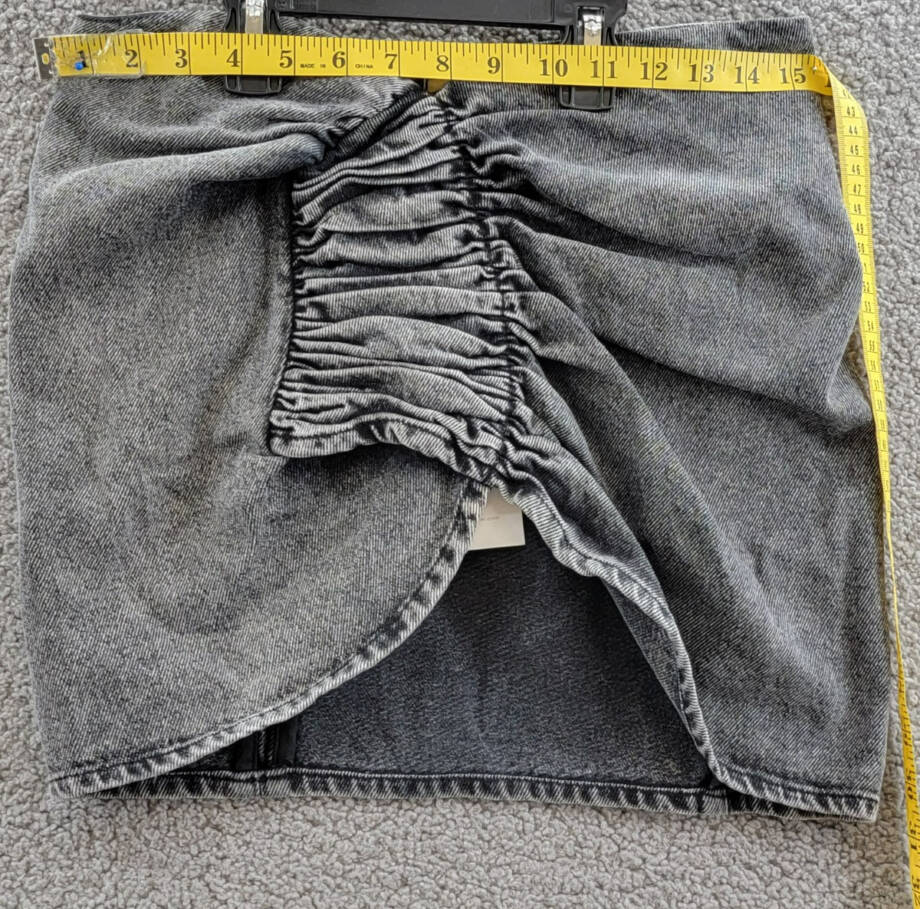 The Mannei Wishaw Ruched Denim Skirt Women's 36 Gray Heather Back Zip Closure