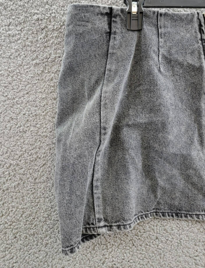 The Mannei Wishaw Ruched Denim Skirt Women's 36 Gray Heather Back Zip Closure