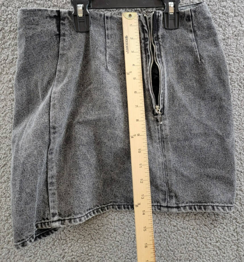 The Mannei Wishaw Ruched Denim Skirt Women's 36 Gray Heather Back Zip Closure
