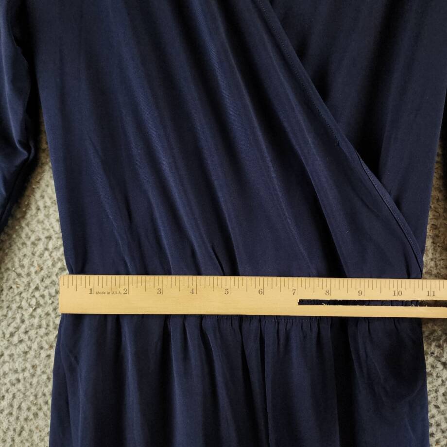 NY Collection Petite 3/4 Sleeve Belted Jumpsuit Women's PL Navy Blue Solid