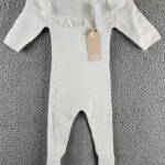 Maniere Noovel Knit Cotton Footed Coverall Baby Girls' 6M Ivory Crewneck Ruffled
