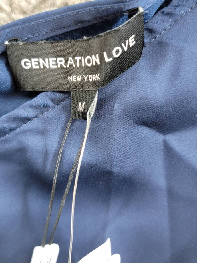 Generation Love Dallas Chain Trim Tank Top Women's M Oxford Navy Sleeveless