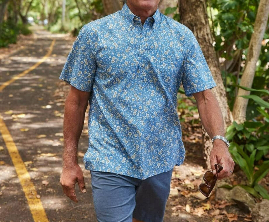 Reyn Spooner Kettle Floral Classic Fit Camp Shirt Men's 2XL Lichen Blue S/S