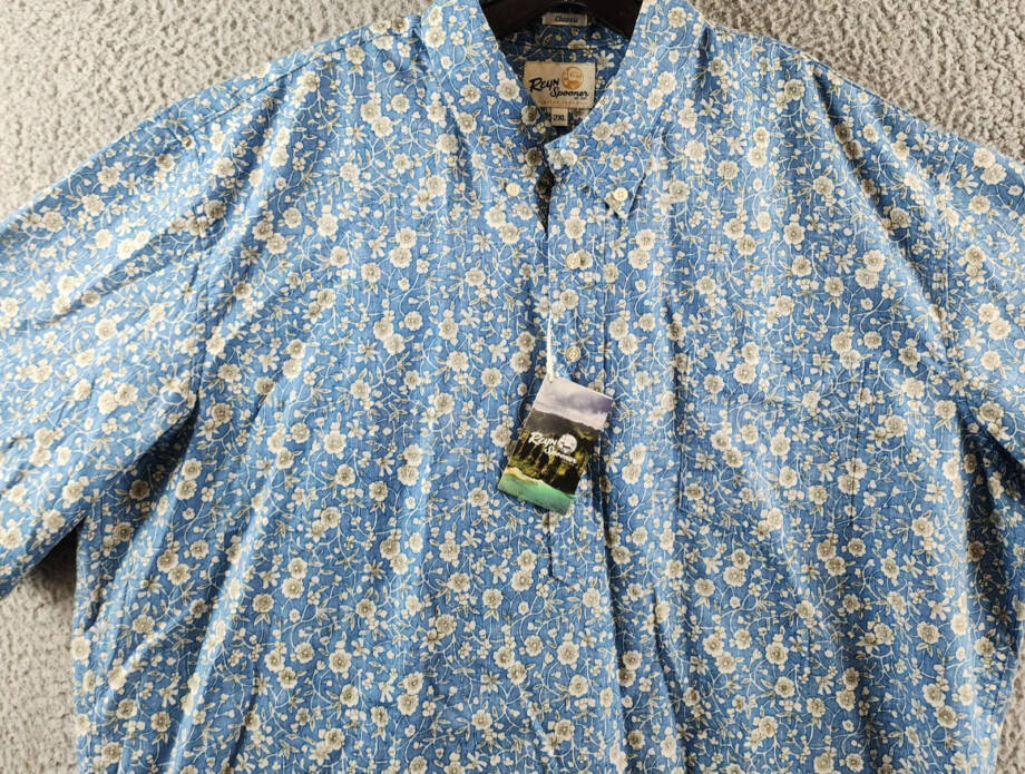 Reyn Spooner Kettle Floral Classic Fit Camp Shirt Men's 2XL Lichen Blue S/S