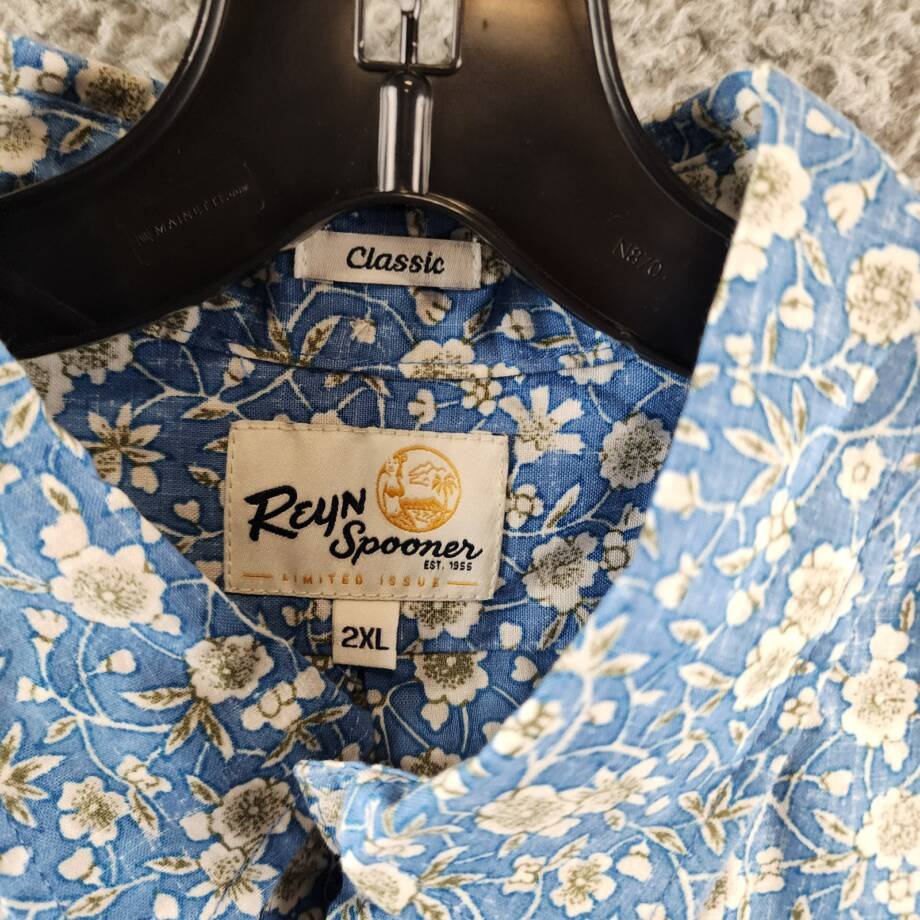 Reyn Spooner Kettle Floral Classic Fit Camp Shirt Men's 2XL Lichen Blue S/S