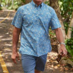 Reyn Spooner Kettle Floral Classic Fit Camp Shirt Men's 3XL Lichen Blue S/S
