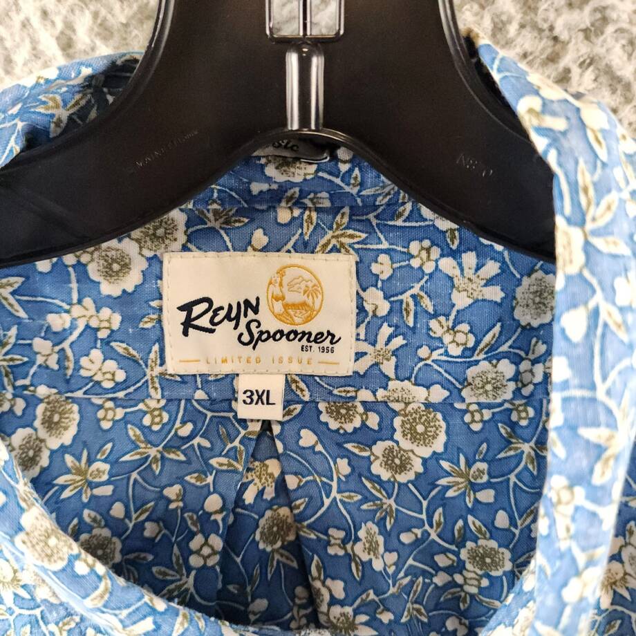 Reyn Spooner Kettle Floral Classic Fit Camp Shirt Men's 3XL Lichen Blue S/S