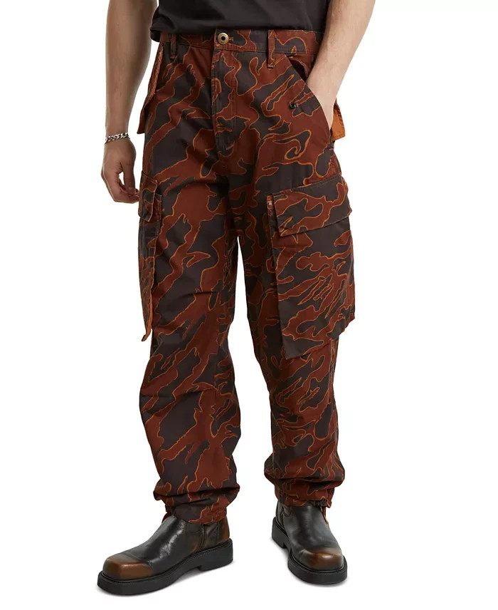 G-Star Raw Printed Straight-Fit Cargo Pants Men's 33/32 Rodeo Island Button Zip
